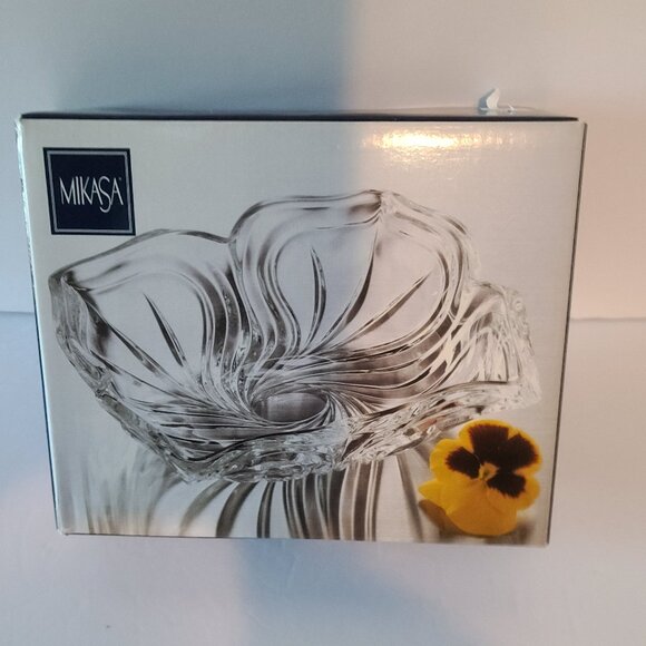 MIKASA FLORES CLEAR CRYSTAL CANDY/SWEET DISH/ JAPANDI ELEGANCE - Picture 4 of 7